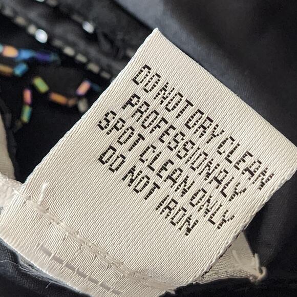 Vintage 90s Y2K Beaded Mini Black Dress - Picture 6 of 6